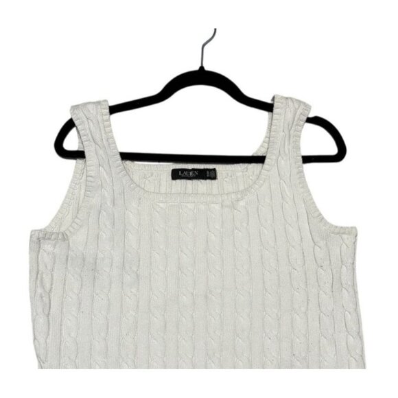 Lauren Ralph Lauren Cable Knit Tank Top Blue Label Womens XL Ivory - Picture 2 of 7